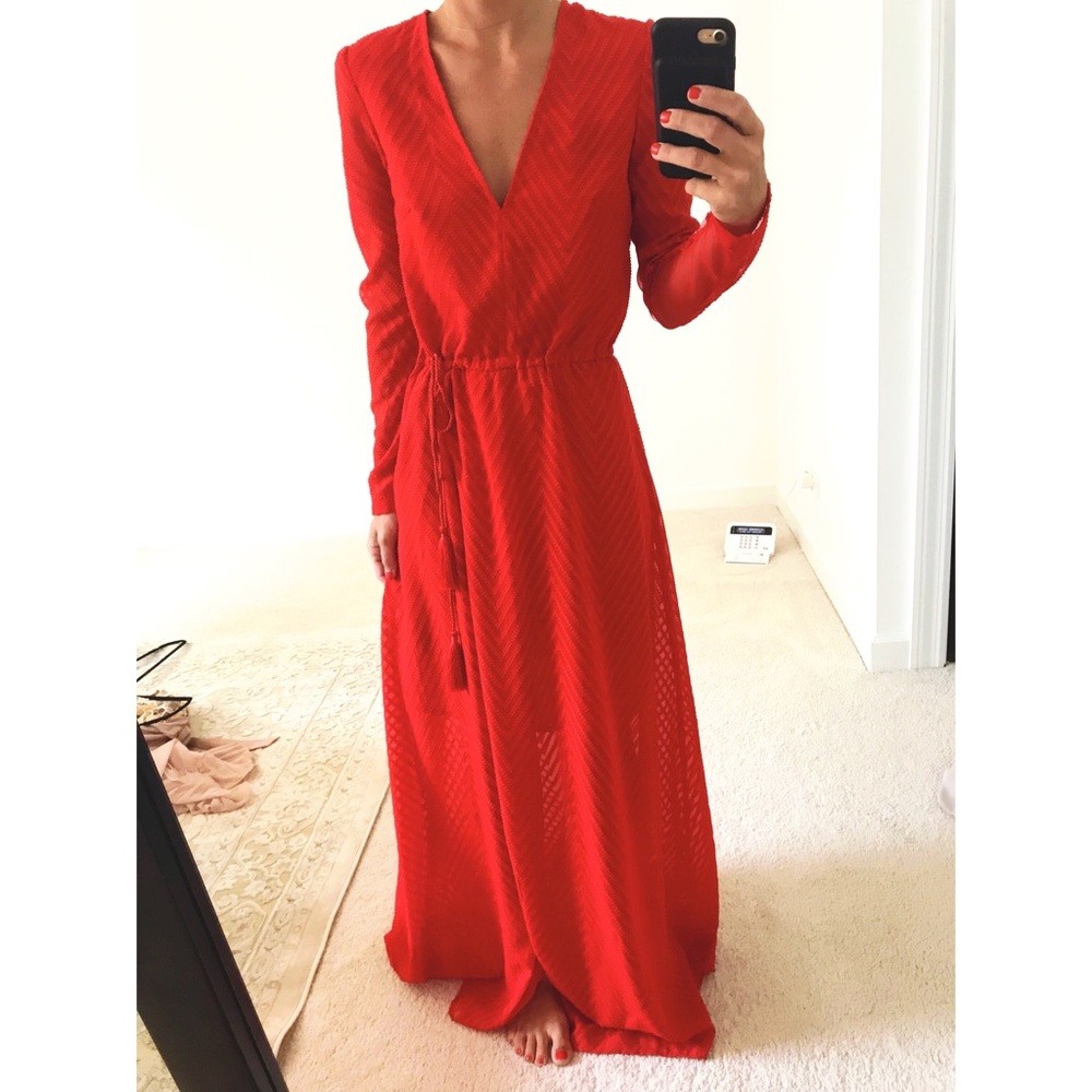 H&M red maxi dress size 4